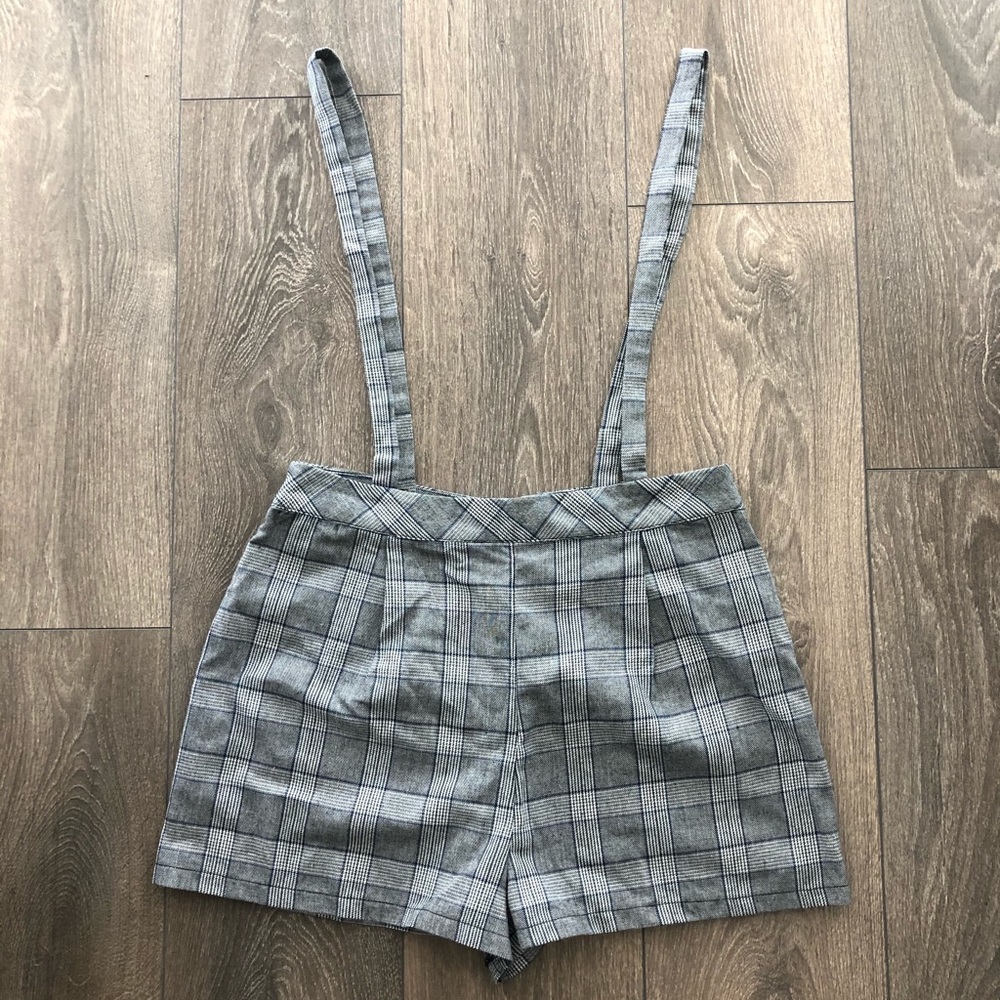 plaid overall shorts